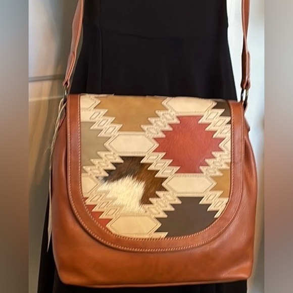 Catchfly Studios Handbags - Catchfly Women’s Crossbody Purse southwest block/Brindle inlay Concealed Carry